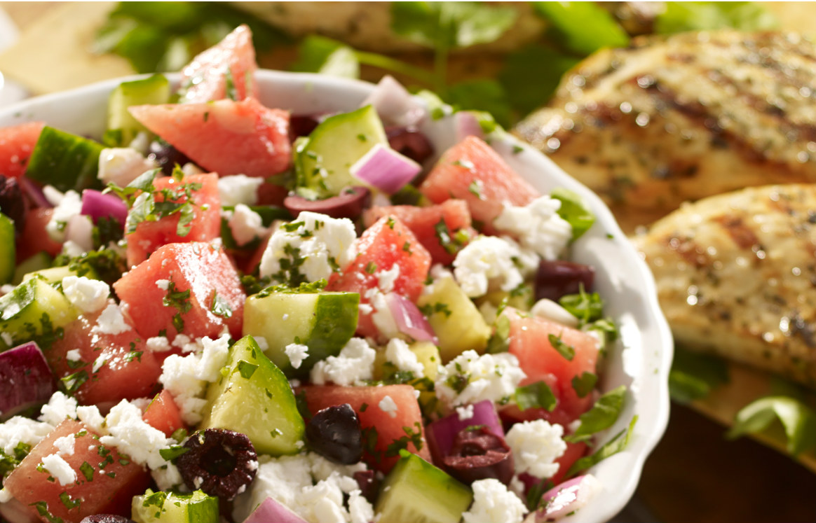  Grilled Chicken with Watermelon and Feta Salad